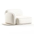 Beige Upholstered Leisure Chair with Curved Armrest Backrest and Wooden Base Modern Style