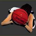 Dynamic Game Anime Basketball Character in White Jersey Holding Red Ball Above Head