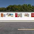 Building Exterior Wall with Clean Governance Calligraphic Landscape Art Ancient Town Green Trees Blue Sky
