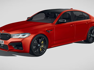 Red BMW M5 Sport Sedan With Sporty Exterior Design And Black Alloy Wheels 3d model