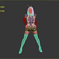 Game Movie Character In Green Black Outfit With Golden Long Boots And Horned Headpiece