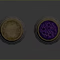 Decorative Wooden Barrel Ornament Set With Two Barrels Silver Metal Hoops And Purple Fillings