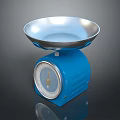 Blue Kitchen Scale With Silver Tray And Round Dial For Home Weighing Use