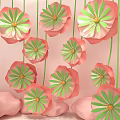 Vibrant Pink Green Photo Spot With Hanging Flowers And Cloud Decorations