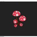 Pink And White Spotted Mushroom Cluster With Brown Stems For Decorative Plant Arrangement