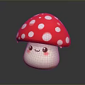 Cute Red Mushroom with White Spots and Smiling Face Food Decoration