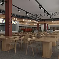 520 Supermarket Interior Design With Shelves Products Tables Chairs And Green Plants