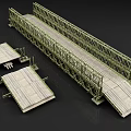 Detailed Steel Frame Bridge Model Featuring Wooden Deck And Supporting Platforms 3d model