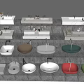 Assorted Colorful Washbasins With Round Square Shapes And Modern Designs For Bathroom