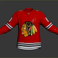 Red Hockey Jersey With Team Logo And Striped Sleeves White Black Trim