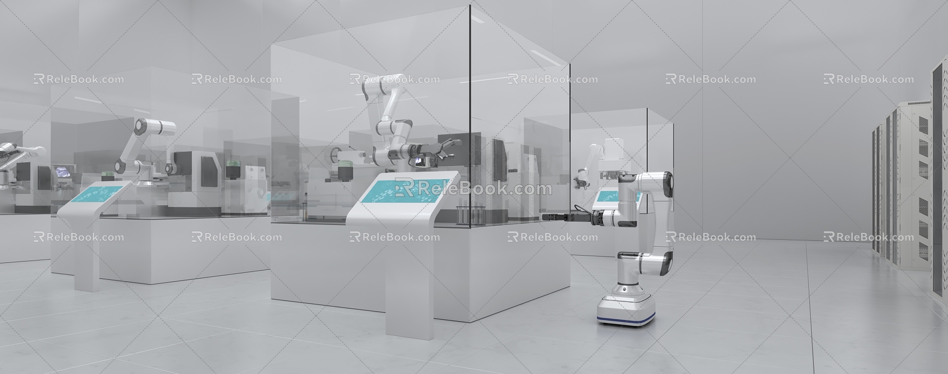 Future Factory Robot Arm Technology Factory Future Experiment Intelligent Production 3d model