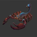 Vibrant Blue And Red Scorpion With Detailed 3D Modeled Exoskeleton And Claws