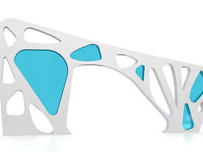 Modern Event Entrance Design with White Frame and Blue Geometric Hollowed-out Patterns 3d model