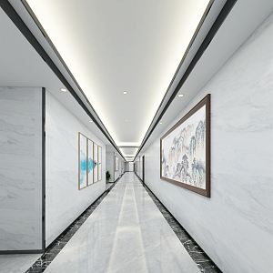 Modern Away Simple Office Away Corridor 3d model