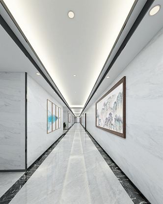 Modern Away Simple Office Away Corridor 3d model