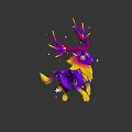Colorful Game Movie Character With Purple Yellow Gradient Antlers And Starry Background