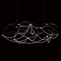 Modern Artistic Chandelier With Abstract Curved Metal Wire Design For Interior Decoration