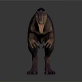 Purple And Brown Theropod Dinosaur With Open Mouth In Walking 3D Model Pose
