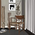 Elegant Wooden Frame Accent Chair With Beige Cushion And Comfortable Armrests Design