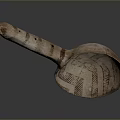 Hand Carved Ceramic Sculptural Piece With Long Handle And Geometric Patterns