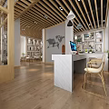 Bridal Shop Interior Design With Photo Frames Wooden Ceiling Tables Chairs And Green Plants