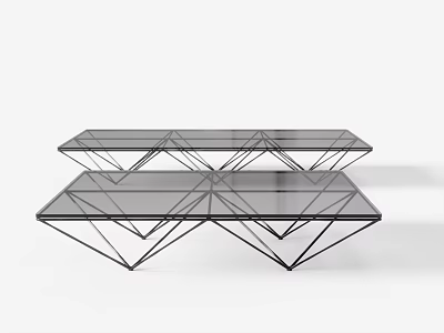 Modern Dining Table With Glass Top And Geometric Metal Frame Design Structure 3d model