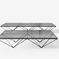 Modern Dining Table With Glass Top And Geometric Metal Frame Design Structure 3d model