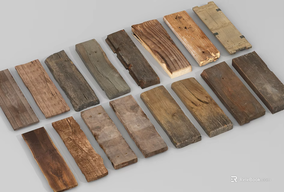Stone Wood Planks With Various Colors Textures And Neat Arrangement 3d model 