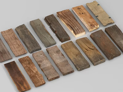 Stone Wood Planks With Various Colors Textures And Neat Arrangement 3d model