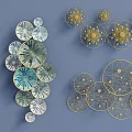 Modern Wall Decor With Gold Green Circular Floral And Geometric Elements 3d model