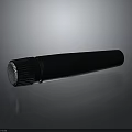 Professional Black Handheld Microphone Isolated On Gray Background With Metal Mesh Head And Reflection
