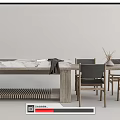 Modern Dining Table and Chair Combination Bar Dining Table and Chair Induction Cooker Dining Chair Middle Island Operating Table 3d model
