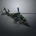 Military Helicopter 3D Model With Green Exterior Main Rotor And Tail Rotor Design