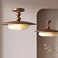 Pair Of Modern Ceiling Lights With Brown Metal Frame And Cream Marble Shades