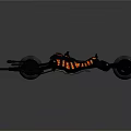 Futuristic Black Mechanical Vehicle With Yellow Illuminated Accents And Reflective Wheels
