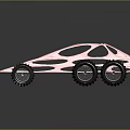 Red Futuristic Off Road Buggy With Open Metal Frame And Large Tires Design