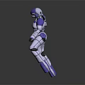 Blue And White Armored Robot Character With Futuristic Mechanical Armor Standing Pose 3D Render