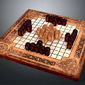 Classic Wooden Chessboard With Ornate Patterns And Arranged Dark Light Pieces