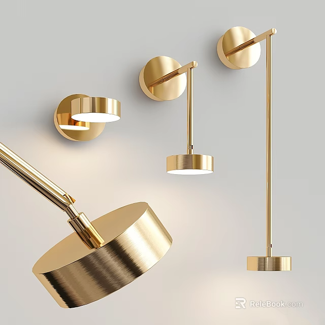 Elegant Gold Wall Lamps With Modern Design For Interior Decor 3d model