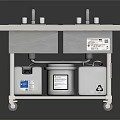 Mobile Double Basin Sink with Storage Containers and Wheels for Medical Use
