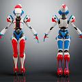 Red White Blue Humanoid Robot Models Front And Back View Mechanical Design 3d model