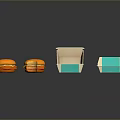 Whole and Bitten Burgers with Open Paper Boxes from Burger House on Dark Surface