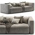 Modern Style Gray Two Seater Sofa With Multiple Cushions And Throw Blanket 3d model