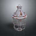 Industrial Rustic Furniture Lamp With Weathered Metal Cage And Handle Top