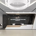 Modern Premium Dental Clinic Reception Area With Elegant Wall Decoration And Large Crystal Chandelier