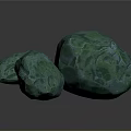 Green Wood And Stone Decorative Elements With Irregular Natural Surface Texture