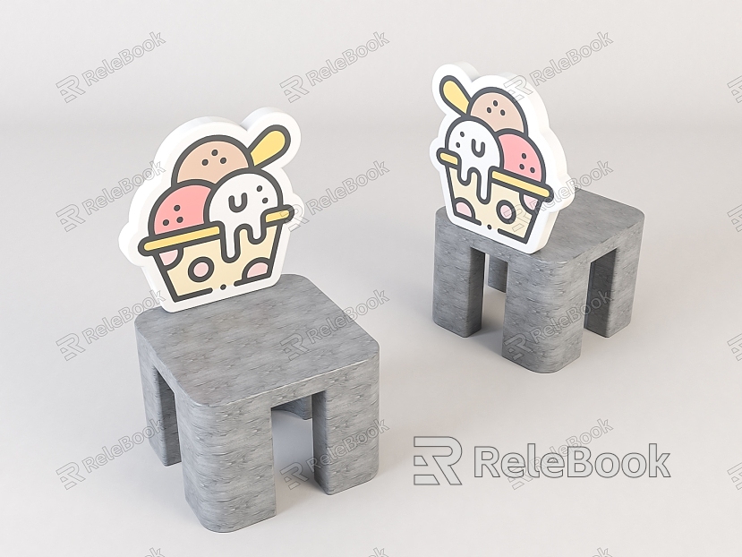 Modern Children's Chair Children's Cartoon Wooden Stool model