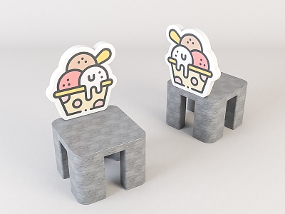 Modern Children's Chair Children's Cartoon Wooden Stool model