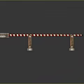 Red And White Striped Road Barrier With Wooden Support Posts