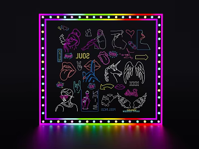 Neon decorative lights neon net red light 3d model Neon decorative lights neon net red light 3d model